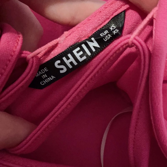 SHEIN Neon Pink Lace Up Backless Ruffle Slip Dress - Picture 5 of 5